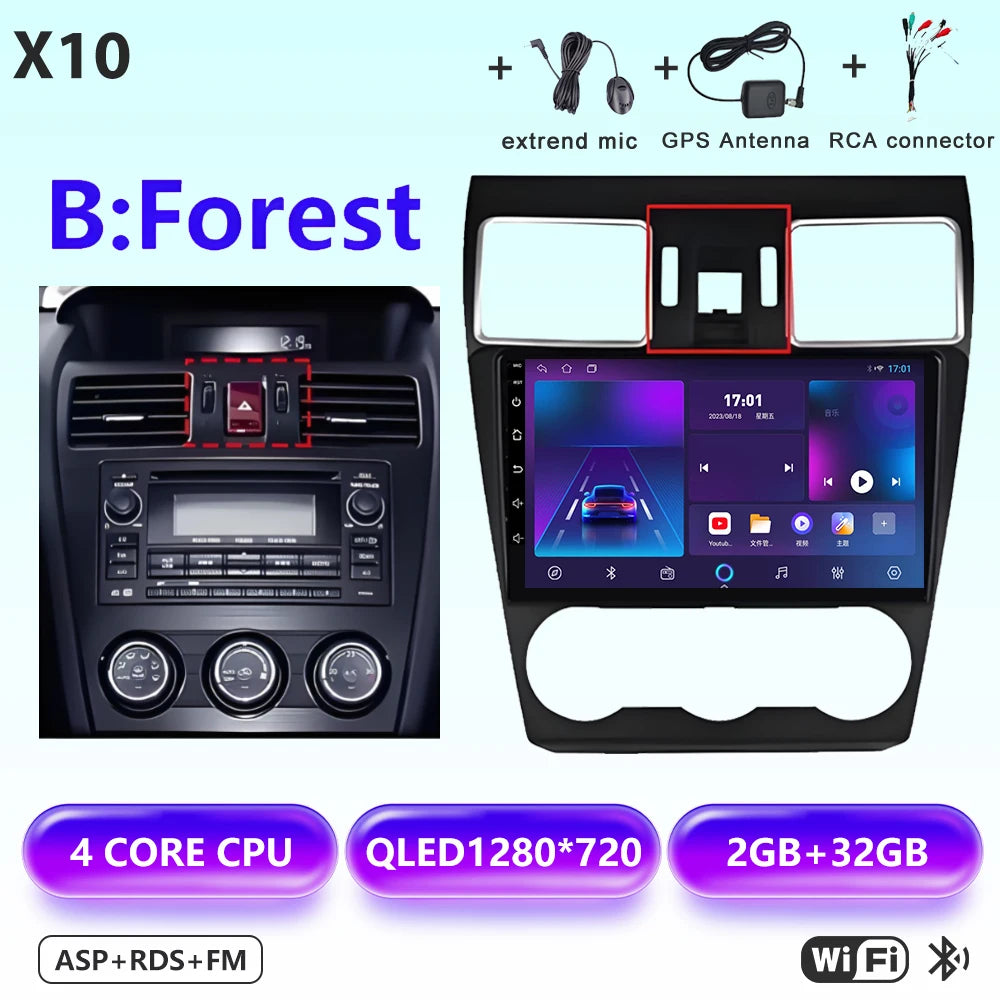 Android 16 Car radio For Subaru Forester 4 SJ XV WRX 2015 2016 - 2018 head unit Multimedia High-performance Navigation Screen