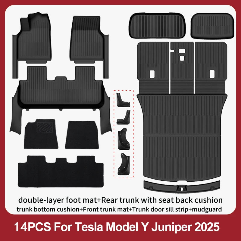 Floor Mats For 2025-2026 Tesla Model Y Juniper Premium/Performance TPE Floor Liner& Accessories Full-Door Sill Protective Cover