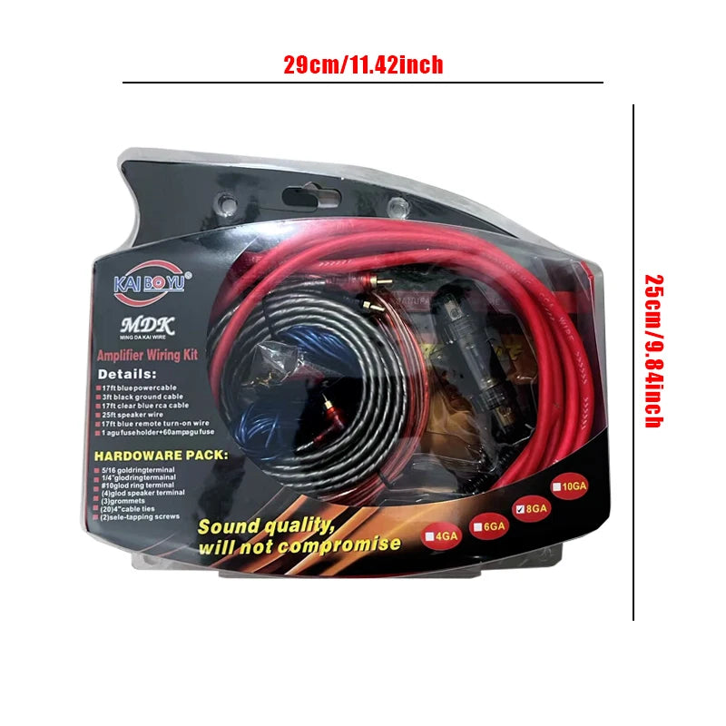 8GA Amplifier Audio Speaker Wiring Kit Car Audio RCA Line with 60 Amp Fuse Holder Car Modification Accessories Cable