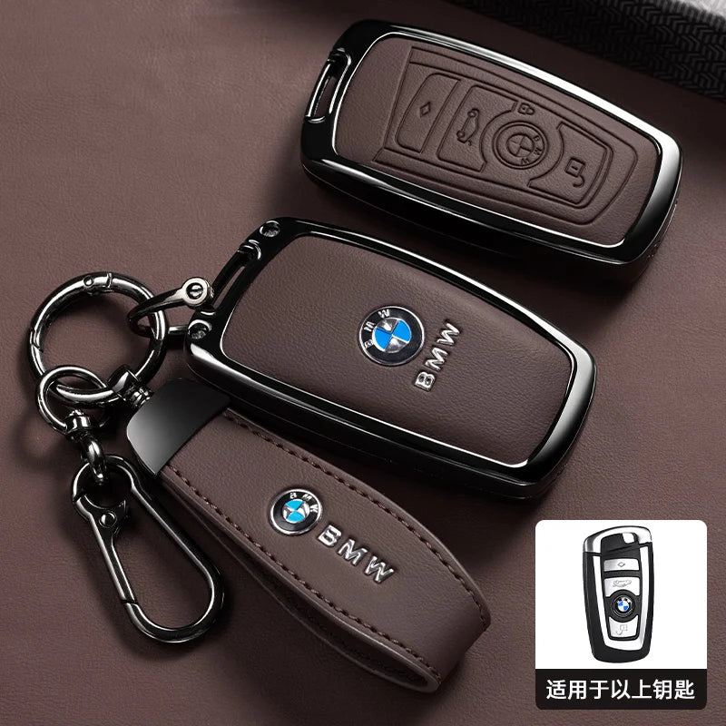 Zinc Alloy Leather Car Smart Key Case Cover For BMW M Performance F30 F20 F10 F18 F22 F01 X3 X4 F06 F02 M3 M5 Keychain Accessory