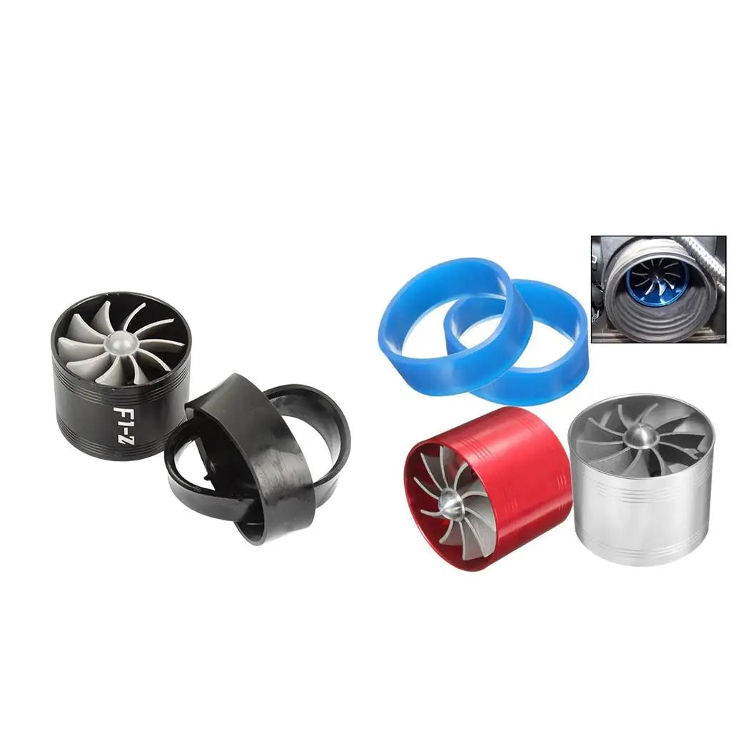 Turboes Saver Fan Air Intake Turbine Universal Car Kit with 2pcs Rubber Holders for High Performance Boost