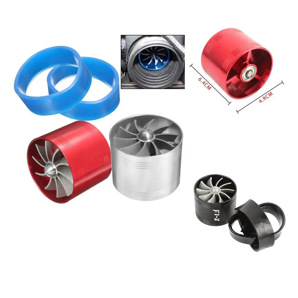 Turboes Saver Fan Air Intake Turbine Universal Car Kit with 2pcs Rubber Holders for High Performance Boost