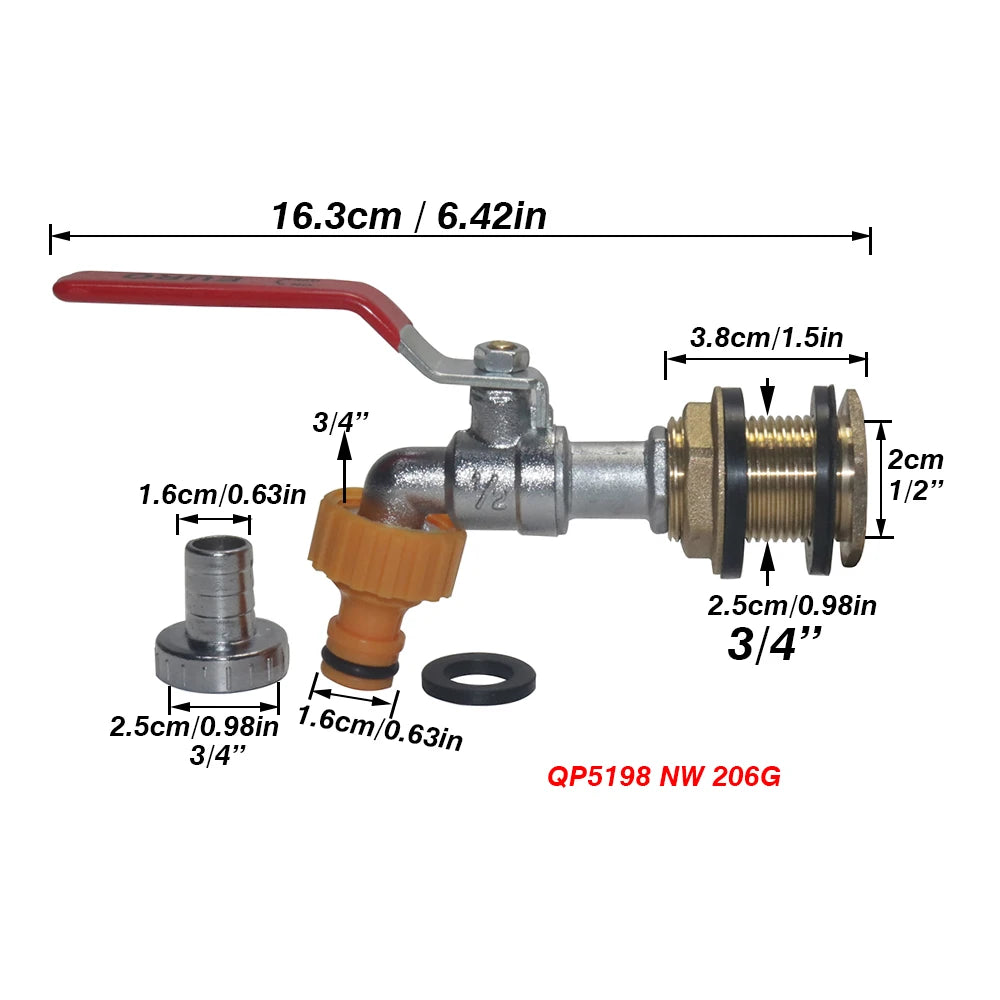 Brass thread flange alloy faucet set comes with 16mm plastic nipple quick connect water tank water bucket faucet as a gift