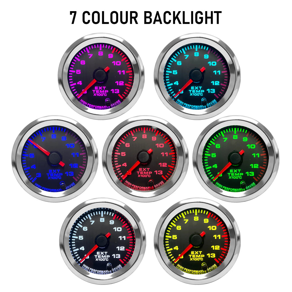 2'' 52mm Car High Performance Exhaust Gas Temp EGT Gauge kit 300-1300 Celsius 7 Colors Pointer egt Meter With Stepper Motor