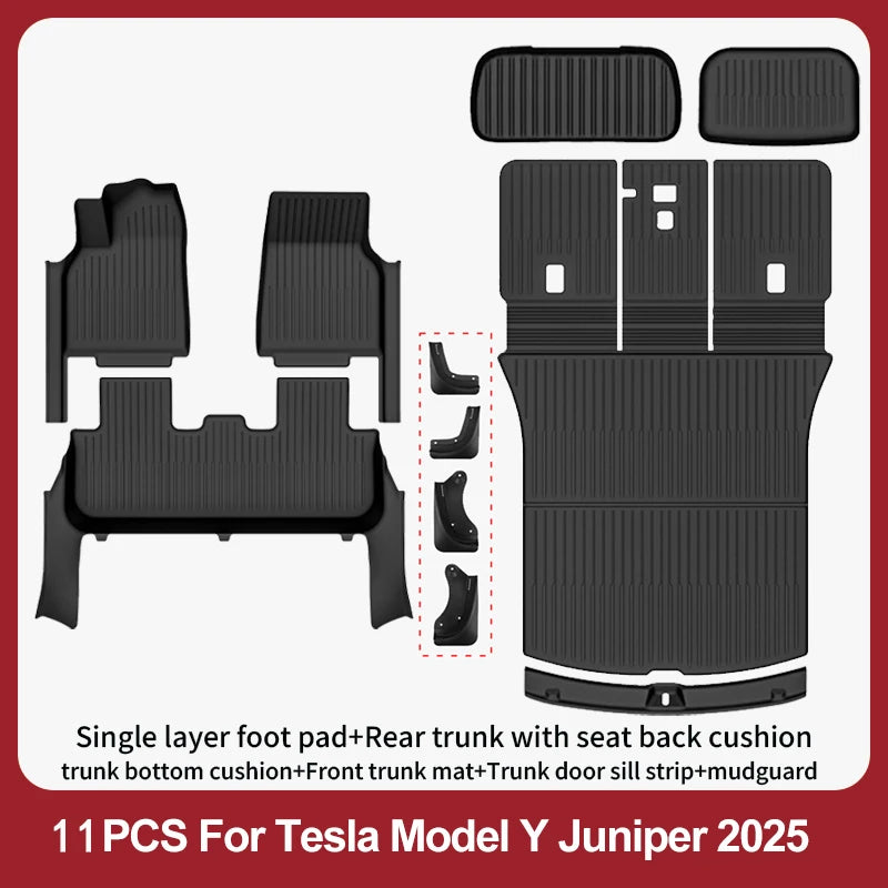 Floor Mats For 2025-2026 Tesla Model Y Juniper Premium/Performance TPE Floor Liner& Accessories Full-Door Sill Protective Cover