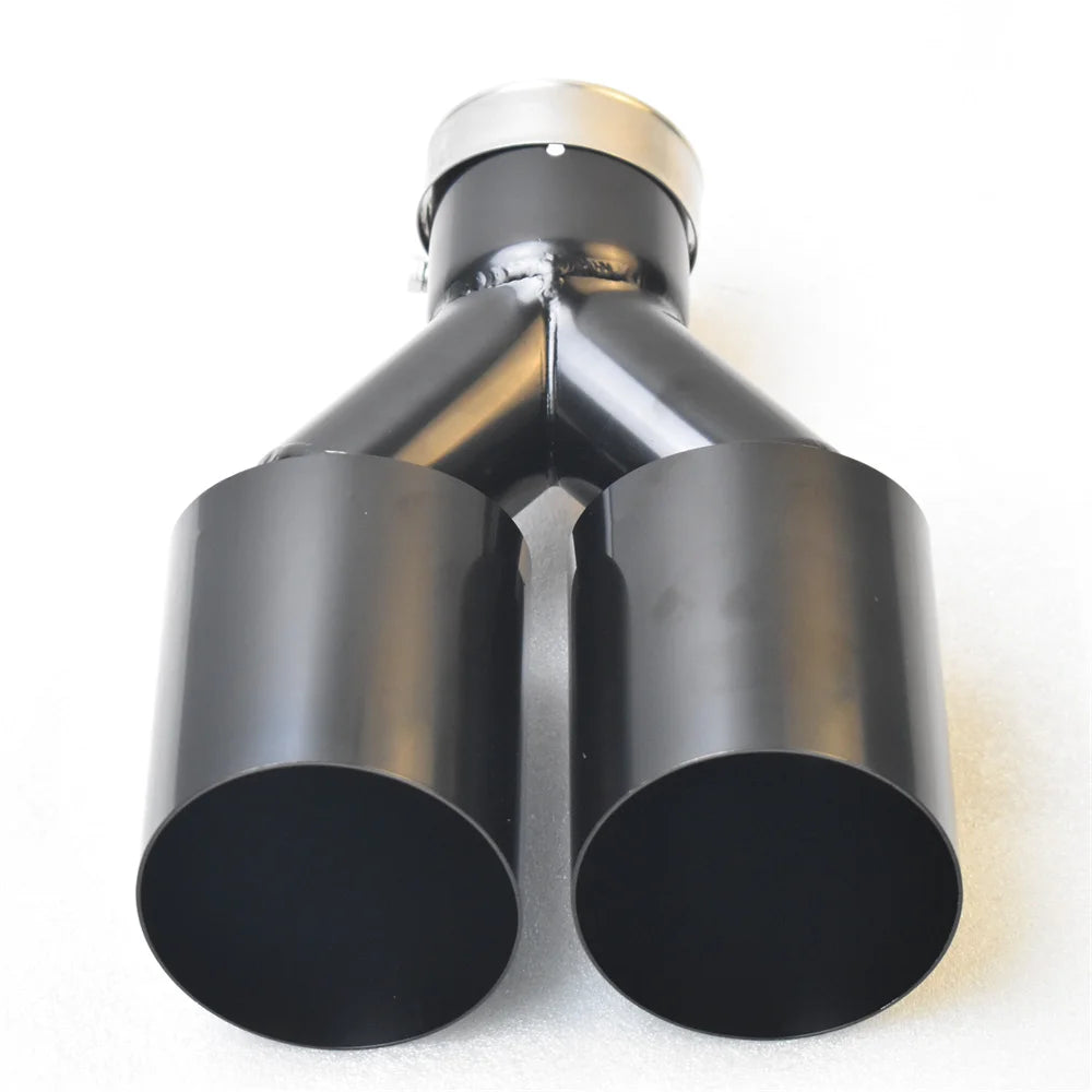 RMUS 304 Stainless Steel Dual Exit Exhaust Tips – Angled Cut, Gloss Black Finish, Universal Fit for Euro Cars (OE-Style Perform