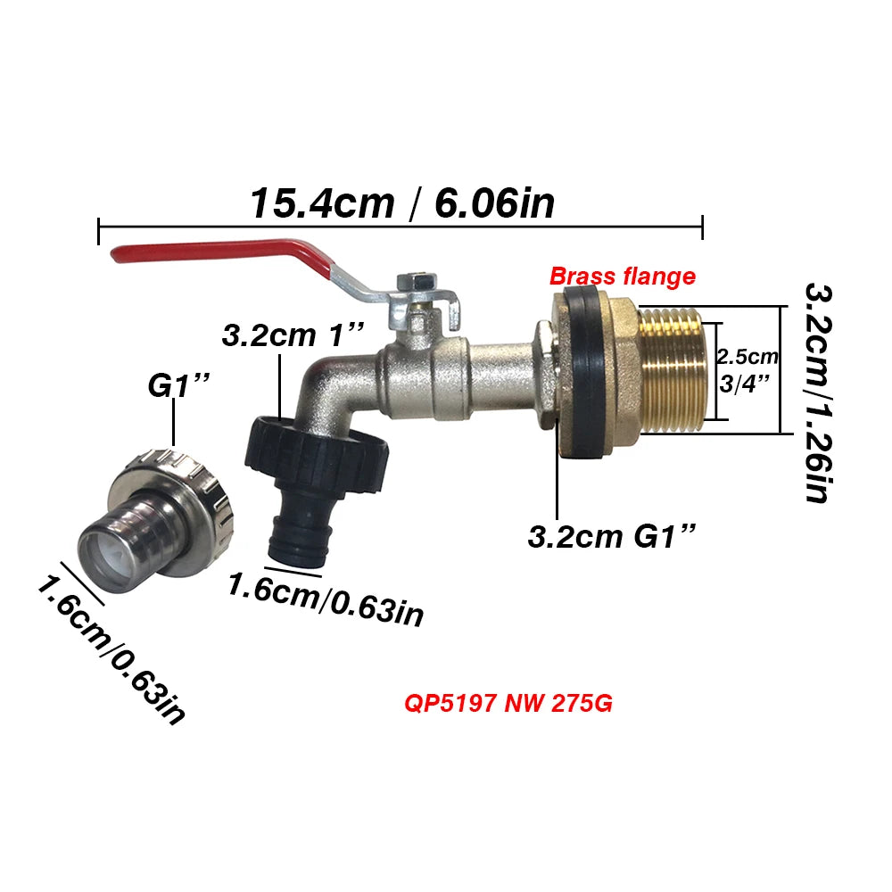 Brass thread flange alloy faucet set comes with 16mm plastic nipple quick connect water tank water bucket faucet as a gift