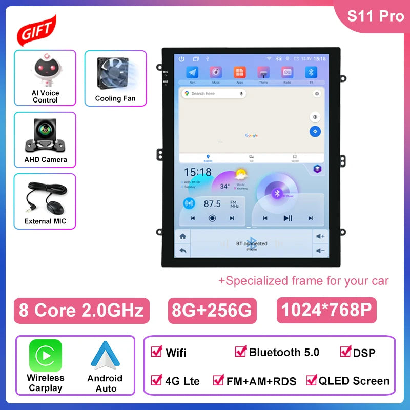 8 Core 4G Lte 9.7 Inch Android Car Multimedia Carplay Player Navigation GPS Radio Stereo Touch Screen for Jeep Compass 2017~2020