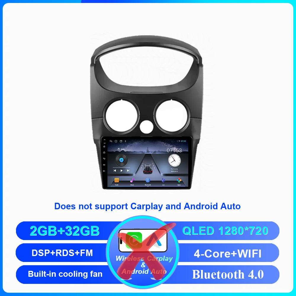 Car DVD Android 16 Radio Stereo For Chevrolet Spark M200 2005 -2009 High-Performance CPU QLED Screen Multimedia player NO 2Din