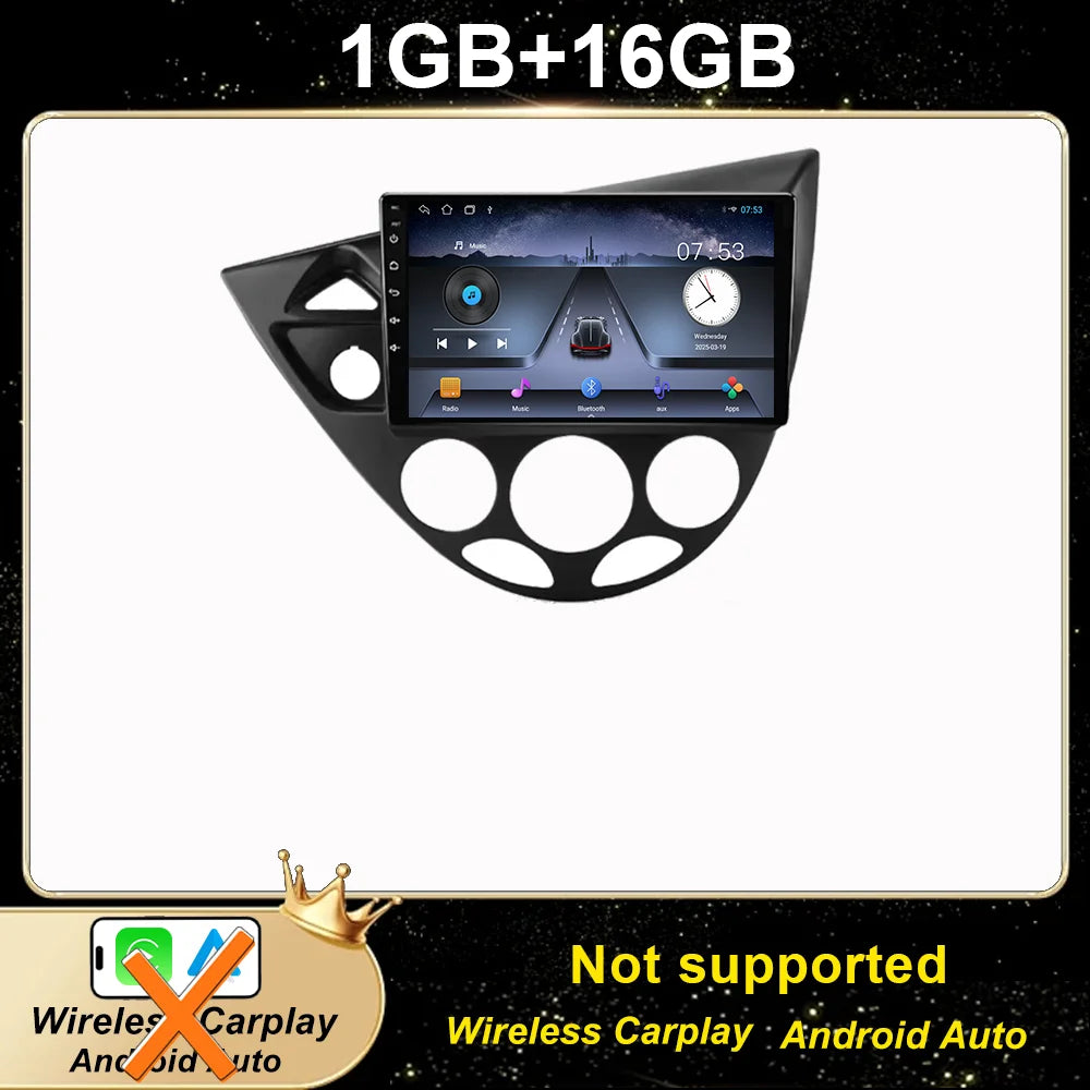 Android 15 Carplay For Ford Fiesta 1995 -2001 Focus MK1 1998-2004 Car High-Performance CPU GPS Navigation Touch Screen WIFI 4G