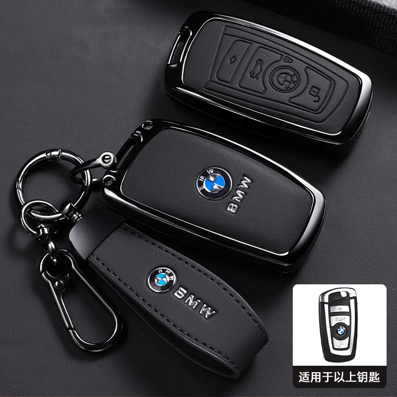 Zinc Alloy Leather Car Smart Key Case Cover For BMW M Performance F30 F20 F10 F18 F22 F01 X3 X4 F06 F02 M3 M5 Keychain Accessory