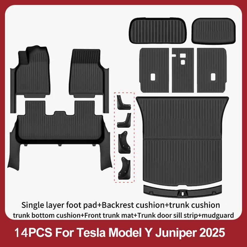 Floor Mats For 2025-2026 Tesla Model Y Juniper Premium/Performance TPE Floor Liner& Accessories Full-Door Sill Protective Cover
