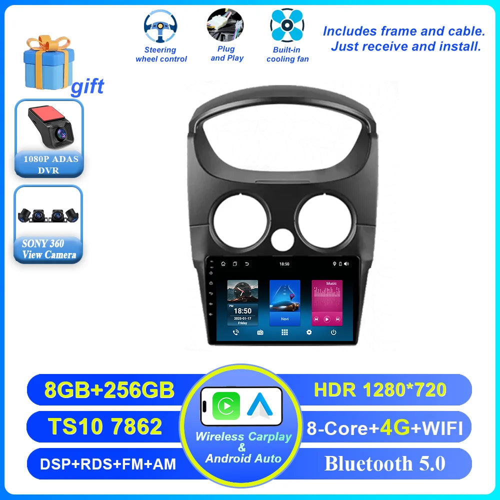 Car DVD Android 16 Radio Stereo For Chevrolet Spark M200 2005 -2009 High-Performance CPU QLED Screen Multimedia player NO 2Din