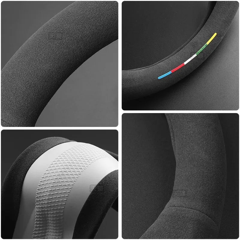 For MG ONE MG ES5 MG4 EV MG7 Suede Anti-slip Car Steering Wheel Cover Upper and lower D shape 3D Embossing Logo Auto Accessories